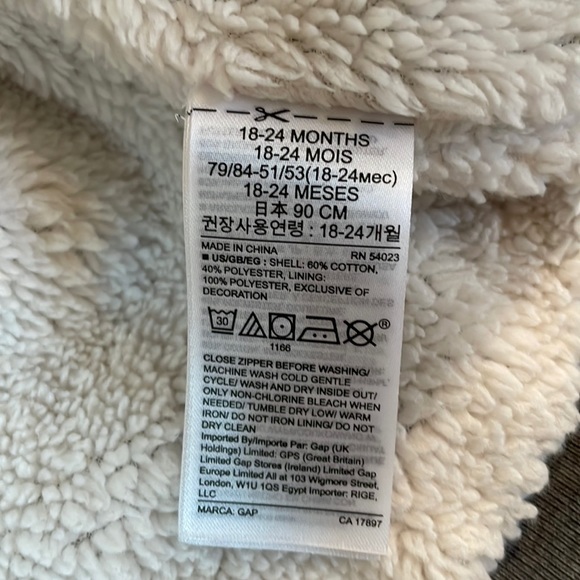 EUC Baby Gap Sherpa Lined Logo Hoodie - Picture 4 of 4